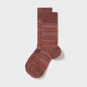 Akcesoria Męskie Uniqlo HEATTECH Fair Isle Socks Brązowe,Uniqlo Polska | Y726441