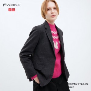Blezery Damskie Uniqlo Single Breasted Jacket Ciemny Szare,Uniqlo Polska | S177512