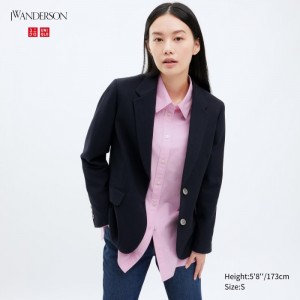 Blezery Damskie Uniqlo Single Breasted Jacket Granatowe,Uniqlo Polska | U114768