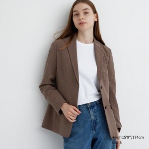 Blezery Damskie Uniqlo Tailored Jacket Brązowe,Uniqlo Polska | Q723784