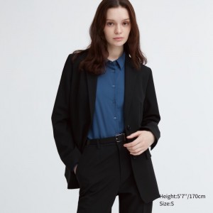 Blezery Damskie Uniqlo Tailored Jacket Czarne,Uniqlo Polska | D875316