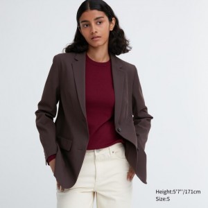Blezery Damskie Uniqlo Tailored Jacket Ciemny Brązowe,Uniqlo Polska | W754662
