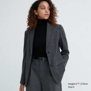 Blezery Damskie Uniqlo Tailored Jacket Ciemny Szare,Uniqlo Polska | P614627