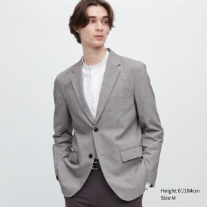Blezery Męskie Uniqlo AirSense Jacket (Wool Like) (Glen Check) (Ultra Light Jacket) Szare,Uniqlo Polska | V327280