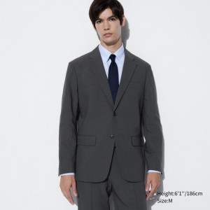 Blezery Męskie Uniqlo AirSense Jacket (Wool Like) (Ultra Light Jacket) Ciemny Szare,Uniqlo Polska | A094998