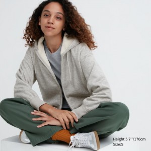 Bluza z Kapturem Damskie Uniqlo HEATTECH Pile-Lined Sweat Full-Zip Szare,Uniqlo Polska | Z686802