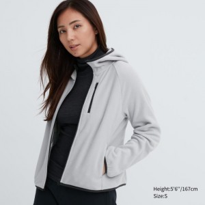 Bluza z Kapturem Damskie Uniqlo Light Fleece Full-Zip Głęboka Szare,Uniqlo Polska | S429430