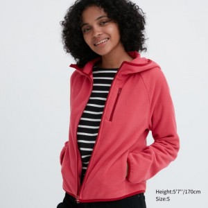 Bluza z Kapturem Damskie Uniqlo Light Fleece Full-Zip Czerwone,Uniqlo Polska | L245343