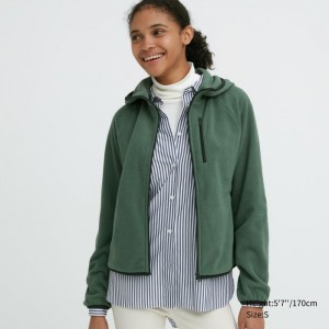 Bluza z Kapturem Damskie Uniqlo Light Fleece Full-Zip Zielone,Uniqlo Polska | R319646