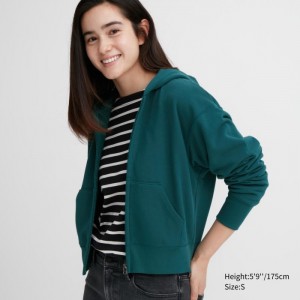 Bluza z Kapturem Damskie Uniqlo Sweat Full-Zip Long-Sleeve Zielone,Uniqlo Polska | T519046