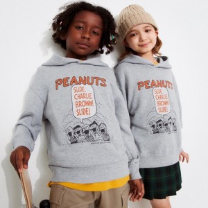 Bluza z Kapturem Dziecięce Uniqlo PEANUTS Charlie Brown's Baseball Team Long-Sleeve Szare,Uniqlo Polska | N929237