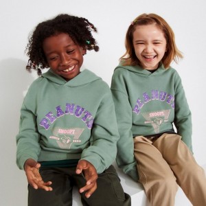 Bluza z Kapturem Dziecięce Uniqlo PEANUTS Charlie Brown's Baseball Team Long-Sleeve Zielone,Uniqlo Polska | D142107