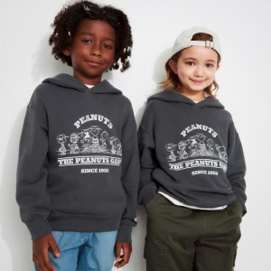 Bluza z Kapturem Dziecięce Uniqlo Peanuts Sweat Long-Sleeve Ciemny Szare,Uniqlo Polska | M078284