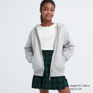 Bluza z Kapturem Dziecięce Uniqlo Pile-Lined Sweat Full-Zip Głęboka Szare,Uniqlo Polska | F790990