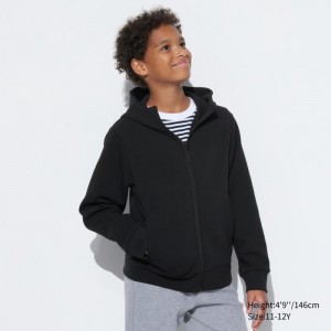 Bluza z Kapturem Dziecięce Uniqlo Ultra Stretch Dry Sweat Long-Sleeve Full-Zip Czarne,Uniqlo Polska | B938826