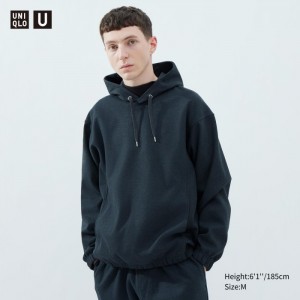 Bluza z Kapturem Męskie Uniqlo Brushed Jersey Long-Sleeve Niebieskie,Uniqlo Polska | U540393