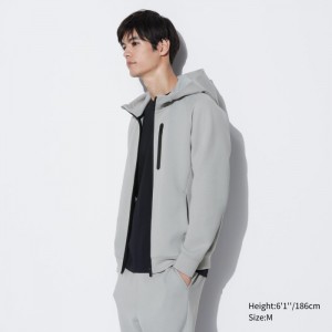 Bluza z Kapturem Męskie Uniqlo Dry Stretch Sweat Full-Zip Głęboka Szare,Uniqlo Polska | K999286