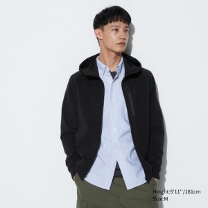 Bluza z Kapturem Męskie Uniqlo Dry Stretch Sweat Full-Zip Czarne,Uniqlo Polska | P023205