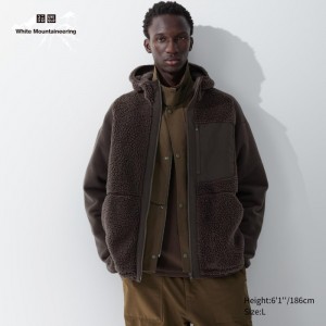Bluza z Kapturem Męskie Uniqlo Fleece Full-Zip Long-Sleeve Ciemny Brązowe,Uniqlo Polska | K932188