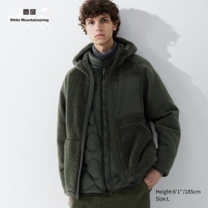 Bluza z Kapturem Męskie Uniqlo Fleece Full-Zip Long-Sleeve Ciemny Zielone,Uniqlo Polska | X891541