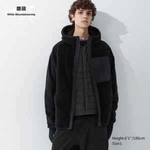 Bluza z Kapturem Męskie Uniqlo Fleece Full-Zip Long-Sleeve Czarne,Uniqlo Polska | N687749