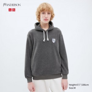 Bluza z Kapturem Męskie Uniqlo Fleece Pullover Long-Sleeve Szare,Uniqlo Polska | M010358