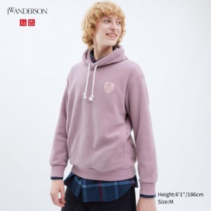 Bluza z Kapturem Męskie Uniqlo Fleece Pullover Long-Sleeve Różowe,Uniqlo Polska | V958570
