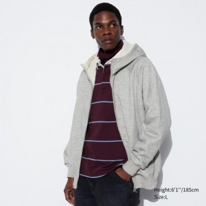 Bluza z Kapturem Męskie Uniqlo HEATTECH Pile-Lined Sweat Full-Zip Szare,Uniqlo Polska | M046914