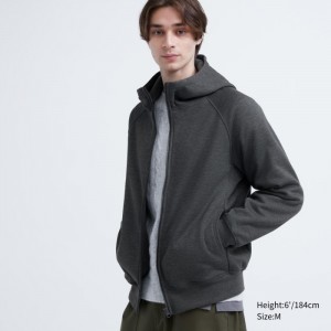 Bluza z Kapturem Męskie Uniqlo HEATTECH Pile-Lined Sweat Full-Zip Ciemny Szare,Uniqlo Polska | X911627