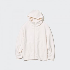 Bluza z Kapturem Męskie Uniqlo Stretch Dry Sweat Long-Sleeve Full-Zip Białe,Uniqlo Polska | B765533