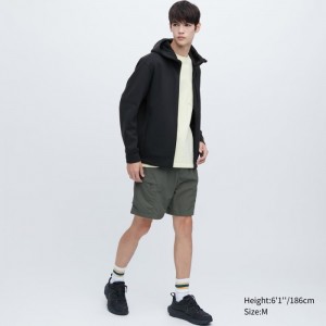 Bluza z Kapturem Męskie Uniqlo Stretch Dry Sweat Long-Sleeve Full-Zip Czarne,Uniqlo Polska | K513135
