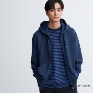 Bluza z Kapturem Męskie Uniqlo Sweat Full-Zip Long-Sleeve Niebieskie,Uniqlo Polska | O025633