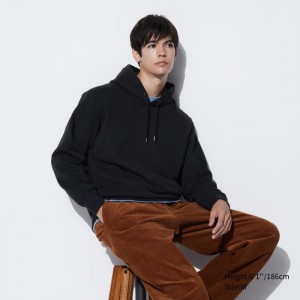 Bluza z Kapturem Męskie Uniqlo Sweat Pullover Czarne,Uniqlo Polska | N562530