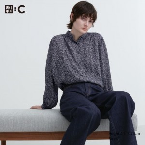 Bluzka Damskie Uniqlo Volume Long-Sleeve Czarne,Uniqlo Polska | T471142