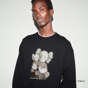 Bluzy Męskie Uniqlo KAWS Long-Sleeve Czarne,Uniqlo Polska | Y596815