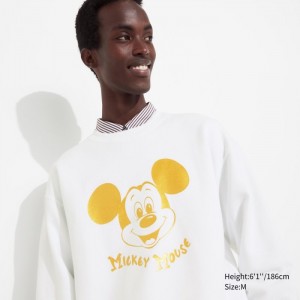 Bluzy Męskie Uniqlo Mickey Shines Long-Sleeve Białe,Uniqlo Polska | G864267