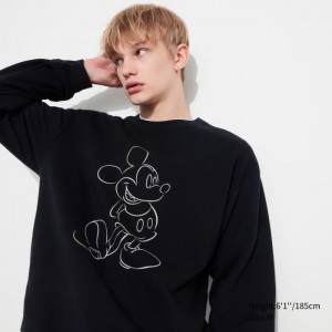 Bluzy Męskie Uniqlo Mickey Shines Long-Sleeve Czarne,Uniqlo Polska | W366470