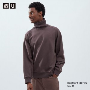 Bluzy Męskie Uniqlo Sweat Turtleneck Long-Sleeve Fioletowe,Uniqlo Polska | H708243