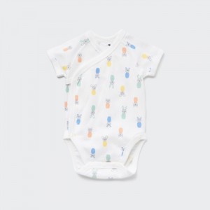 Body Niemowlęce Uniqlo Joy of Print Short-Sleeve (Animals) (Open Front) Białe,Uniqlo Polska | T709101