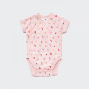 Body Niemowlęce Uniqlo Joy of Print Short-Sleeve (Animals) (Open Front) Różowe,Uniqlo Polska | M371140