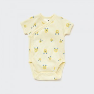 Body Niemowlęce Uniqlo Joy of Print Short-Sleeve (Bears) (Open Front) Żółte,Uniqlo Polska | B739301