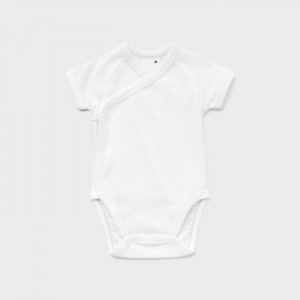Body Niemowlęce Uniqlo Short-Sleeve (Open Front) Białe,Uniqlo Polska | R376658