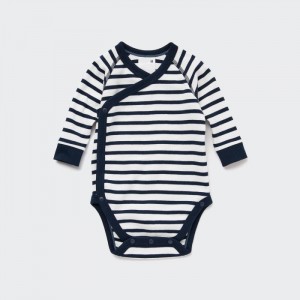 Body Niemowlęce Uniqlo Striped Long-Sleeve (Open Front) Granatowe,Uniqlo Polska | V542930