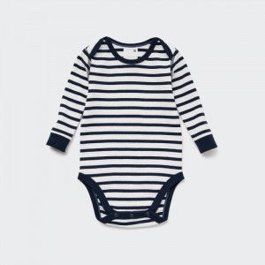 Body Niemowlęce Uniqlo Striped Long-Sleeve Granatowe,Uniqlo Polska | C787663