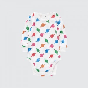 Body Niemowlęce Uniqlo The Picture Book Long-Sleeve (Where's the Fish?) Białe,Uniqlo Polska | A346817