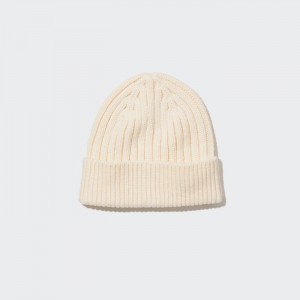 Czapka Damskie Uniqlo HEATTECH Ribbed Białe,Uniqlo Polska | W533092