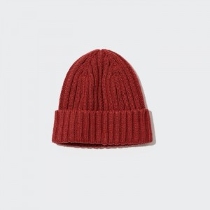 Czapka Męskie Uniqlo HEATTECH Ribbed (2022 Edition) Czerwone,Uniqlo Polska | L506265