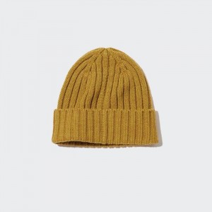 Czapka Męskie Uniqlo HEATTECH Ribbed (2022 Edition) Żółte,Uniqlo Polska | W966173