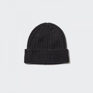 Czapka Męskie Uniqlo HEATTECH Ribbed Ciemny Szare,Uniqlo Polska | K580941