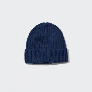 Czapka Męskie Uniqlo HEATTECH Ribbed Niebieskie,Uniqlo Polska | N450305